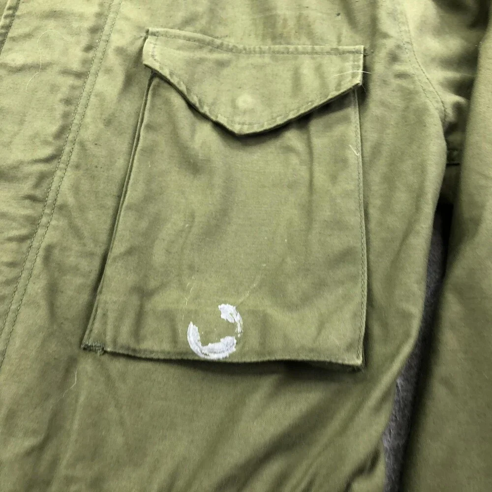Vintage US Army Coat Mens Small Green Canvas Cold Weather Field Military OG-107